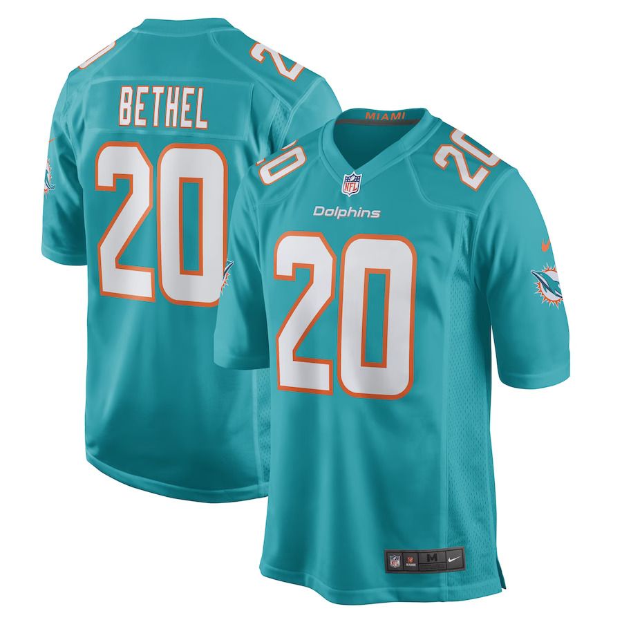 Men Miami Dolphins #20 Justin Bethel Nike Aqua Game Player NFL Jersey